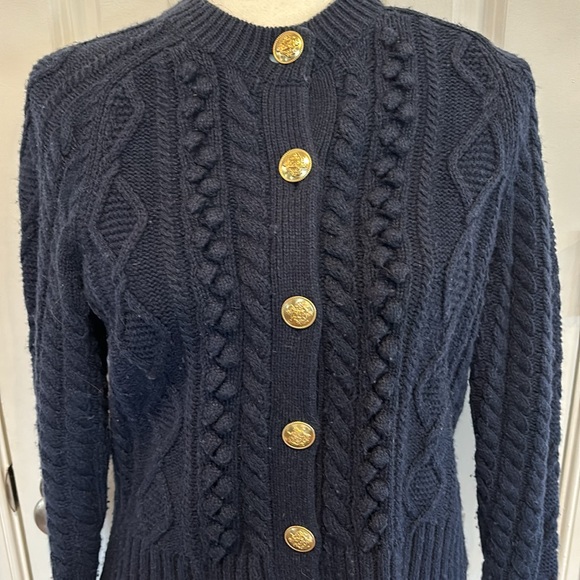 J. Crew Navy Blue Cable Knit Cardigan - EUC - size small! - Picture 3 of 6